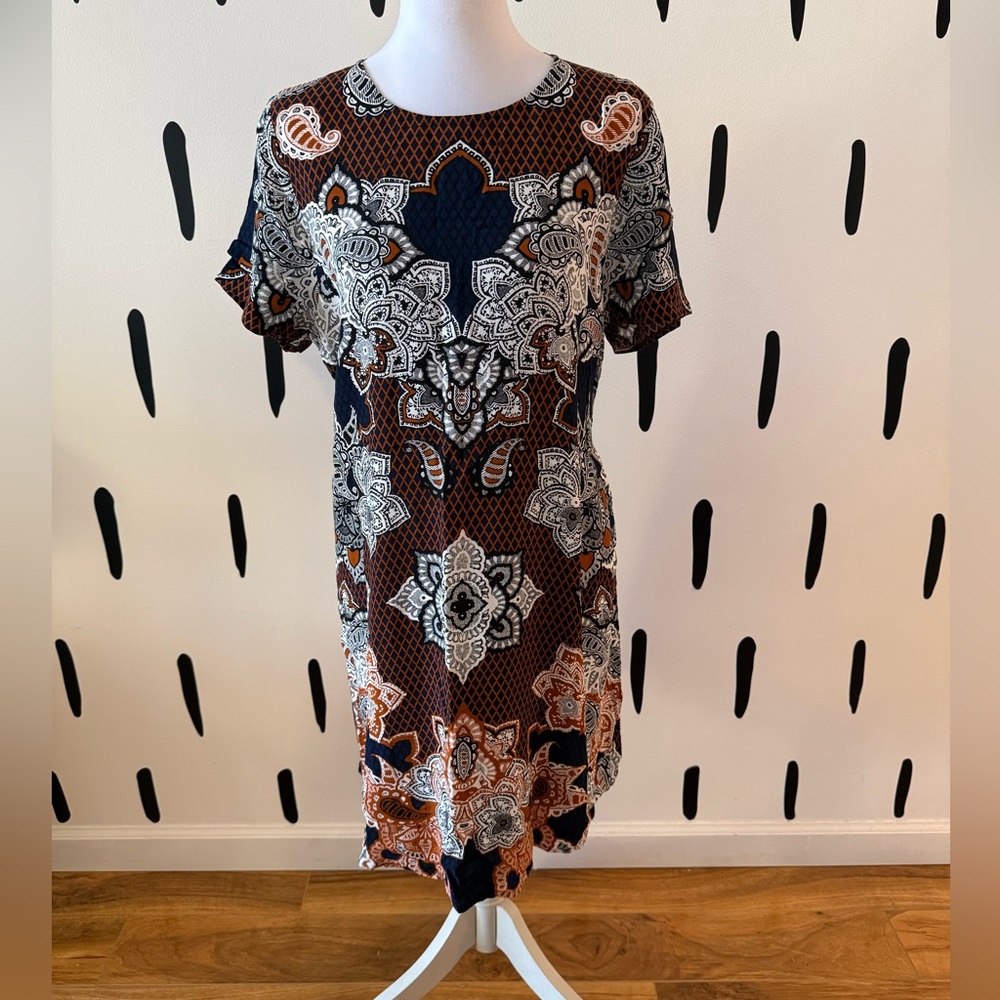 Express Navy, Orange& White Paisley Mini Dress